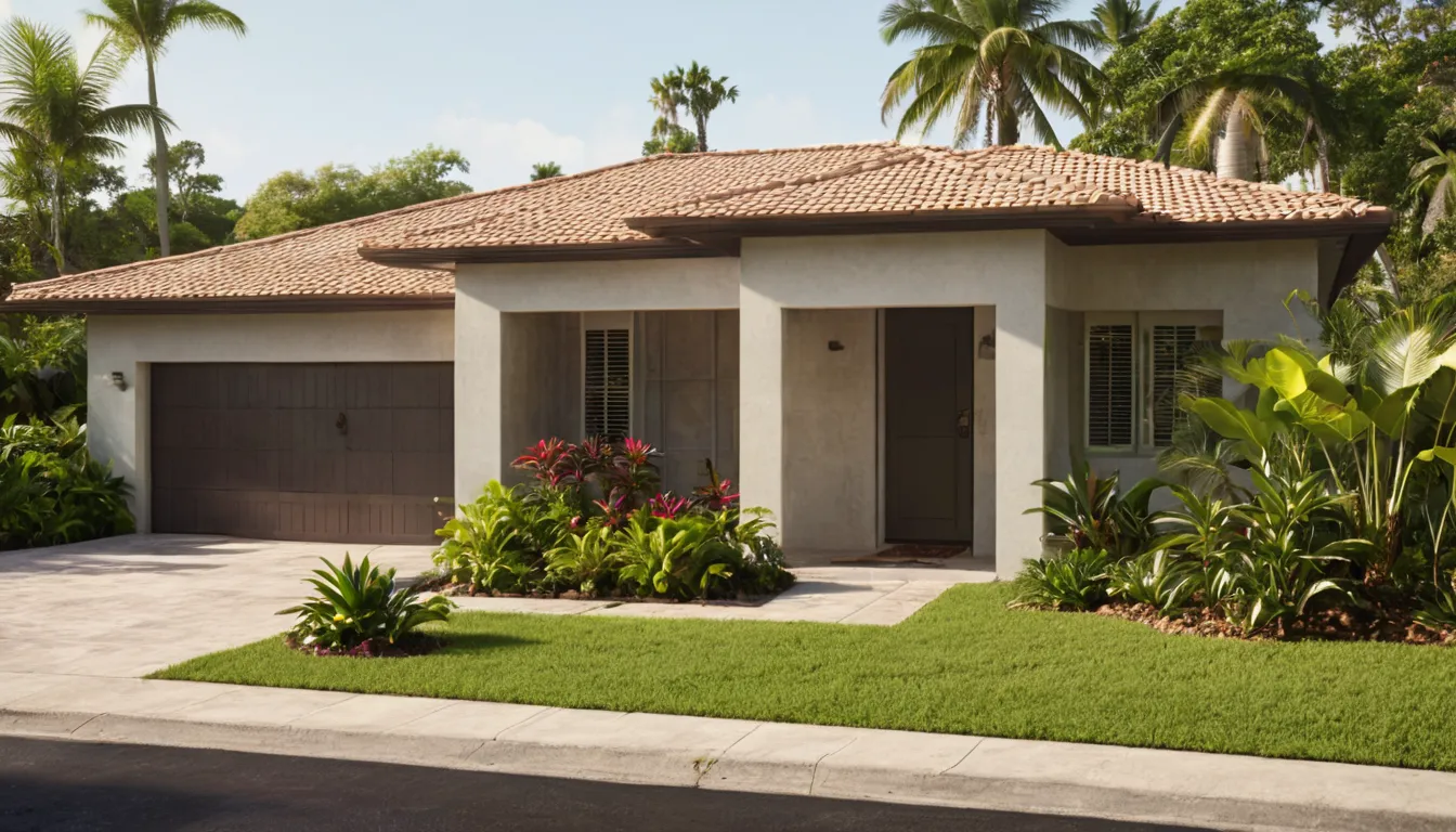 A Largo home with a tile roof and tidy landscaping on a sunny day